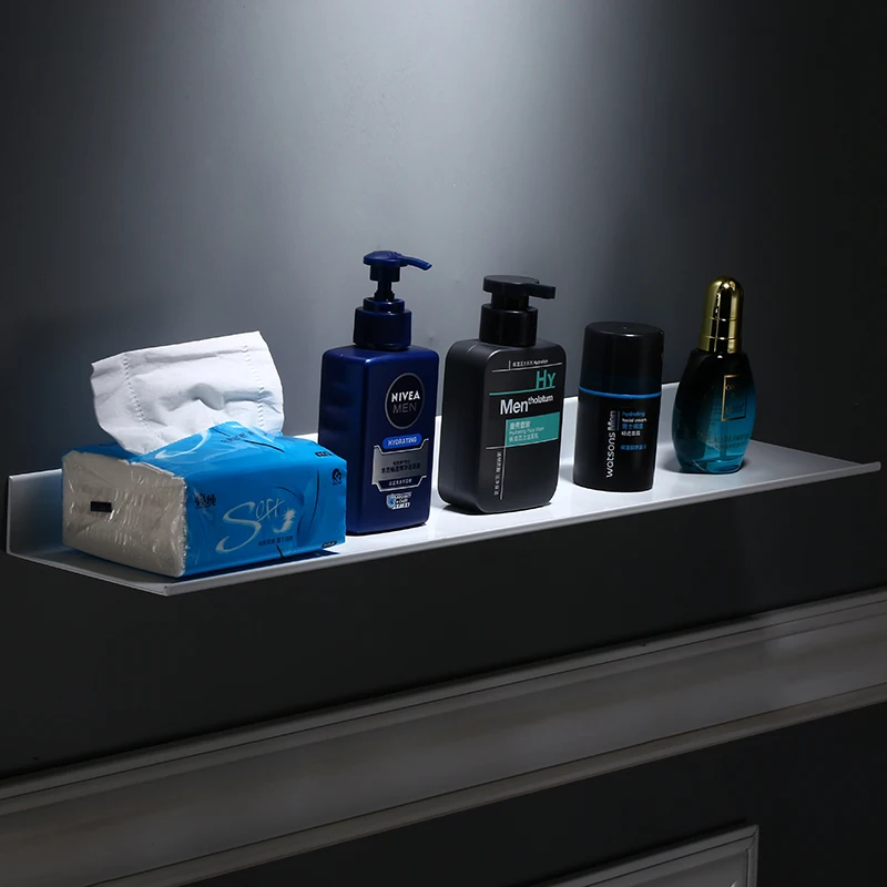 

Пустые алюминиевые элегантные белые полки для ванной комнаты, на кухню стену полку душевая стойка для хранения, аксессуары для ванной комнаты, длина 30-60 см