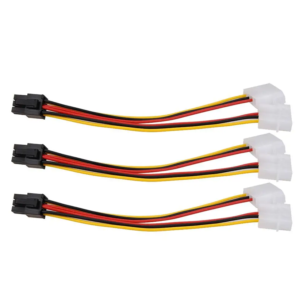 

3pcs Display Card Power Line 4pin to 6pin Line Special Purpose Expansion Converters for Bitcoin Miner Mining