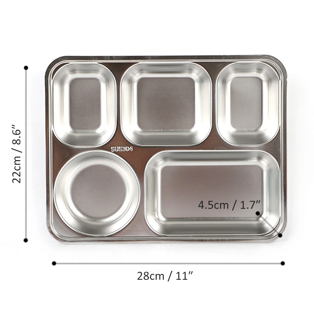 

Portable 5 Gird Lunch Box Containers With Compartments Stainless Steel Lunch Box For Kids Give Soup Bowl For Kitchen Supplies