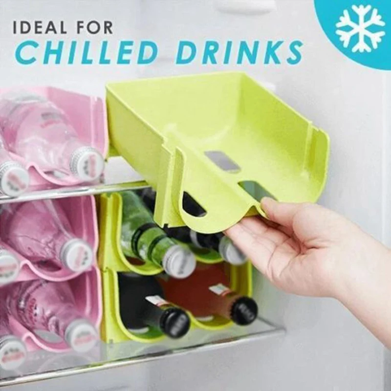 

Refrigerator Storage Box Beer Beverage Organizer Wine Juice Storage Rack Can Anti-Fall Overlap Storage Rack Kitchen Sorting Rack
