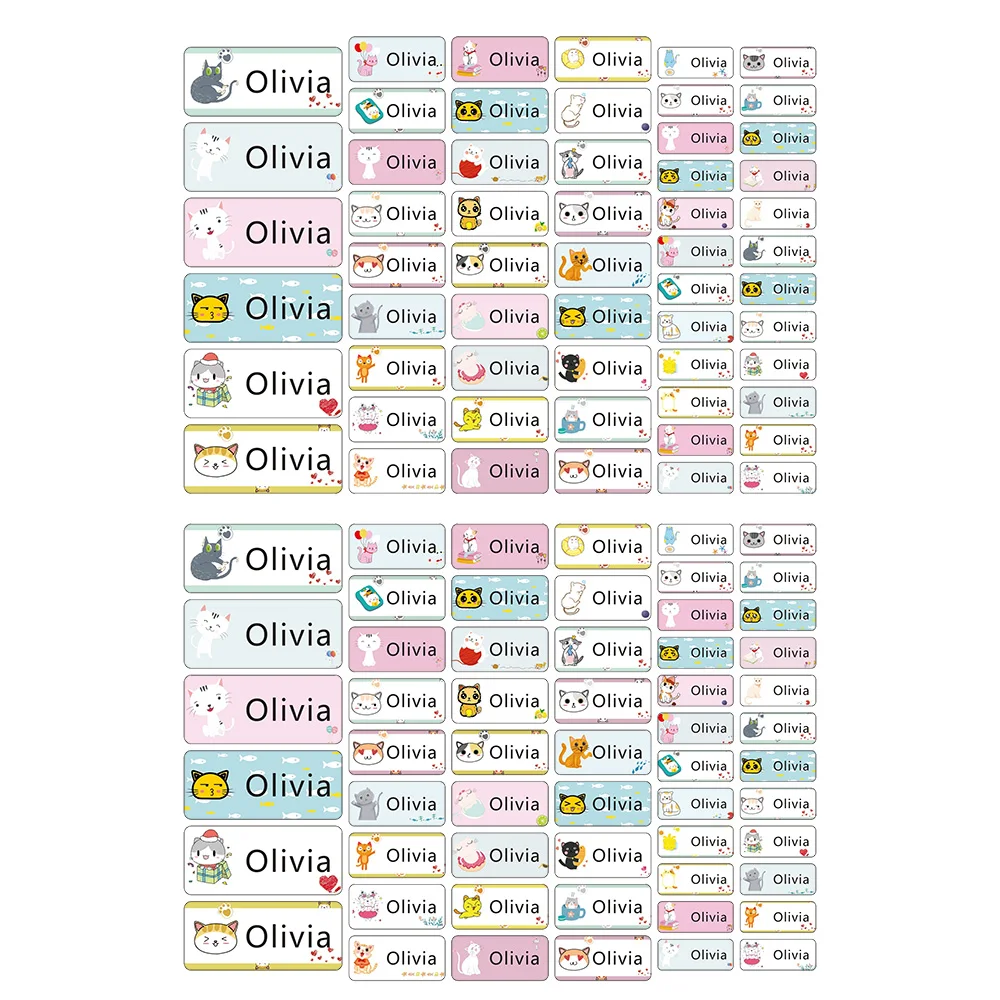 Персонализированные Девушка Имя Стикер настроить наклейка s водонепроницаемый этикетки для детей скрапбук школьные канцелярские этикетки стикер - Цвет: Cats