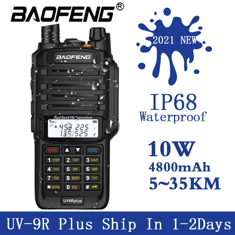 Новинка 2021, портативная рация Baofeng UV-9RPlus 10W IP68, Двухдиапазонная портативная рация Cb jaзаписи UV9RPlus U/vhf приемопередатчик