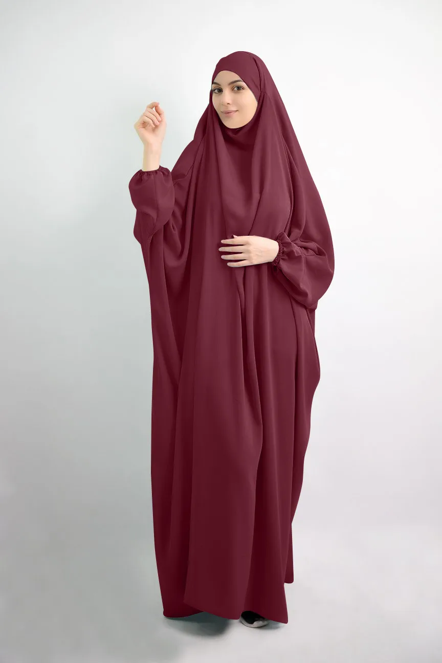 Muslim Women Dresses Indonesia Abaya Fashion Long Dress Solid Color Prayer Clothes For Muslim Women Jilbeb Femme Musulman Lsm088