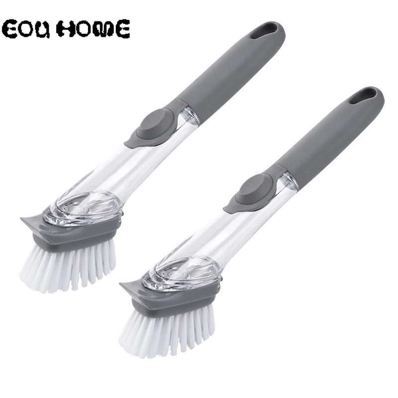 

2 шт./лот многофункциональная не повредит Ручной пресс для мытья посуды Чистящая Щетка для автоматического добавления жидкости ложки с длин...