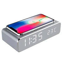 new wireless charger led alarm clock phone wireless charger qi charging pad digital thermometer for iphone 12 pro max for huawei