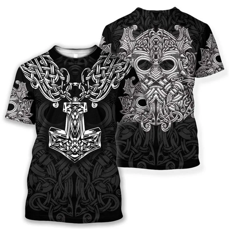 Мужская футболка с рисунком символ викингов odin Tattoo 3D модная рубашка в стиле