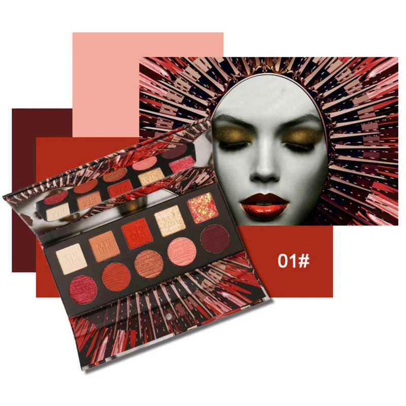 10 цветов металлический блеск Тени для век Палитра Водонепроницаемый устойчивый