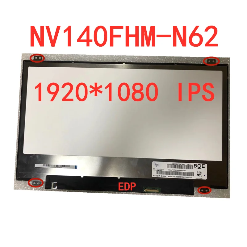 

14.0 Inch Laptop LCD Screen For NV140FHM-N62 N140HCA-EN1 V8.0 00NY446 LED Display Panel 1920x1080 IPS EDP 30 PINS Matrix
