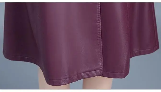 

Autumn Spring Womens Slim Green Black Pu Leather Jacket Coat , 2019 Female Women Suit Collar 3xl Long Coats and Jackets