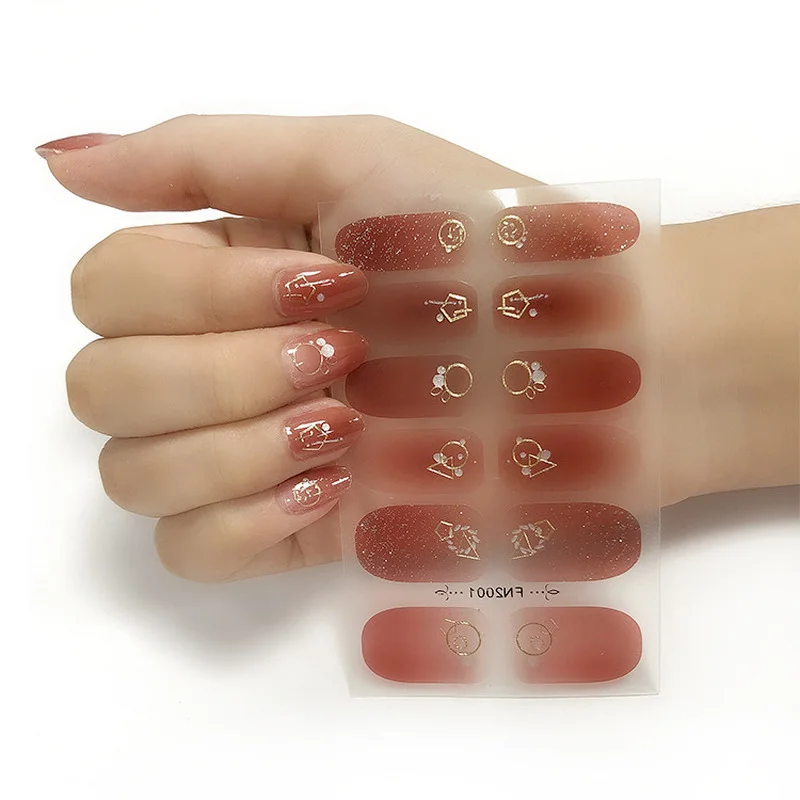 

3D Bronzing Fashion Nail Stickers Full Cover Nail Patch Stickers Summer Simple Nail Film Nail Art Manicure DIY Accessories Tool