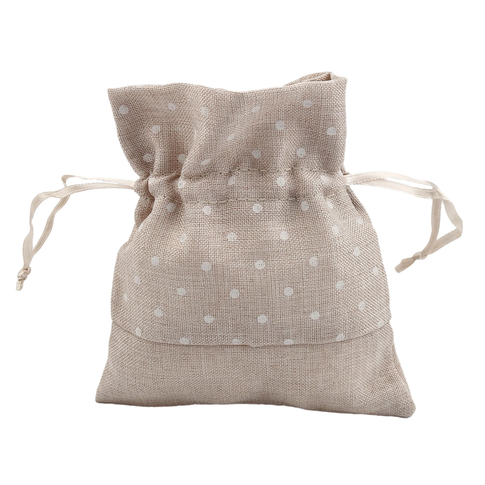 

DoreenBox Cloth Drawstring Bag Fabric Jewelry Bags Rectangle Dot White Polka Dot Rectangular for Girl Gift Bag 12x10.5cm, 2PCs