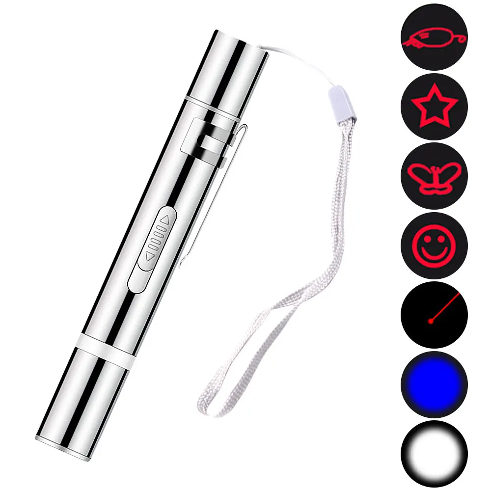 УФ лазерная указка фонарик 5 режимов узорная мини лампа USB зарядка