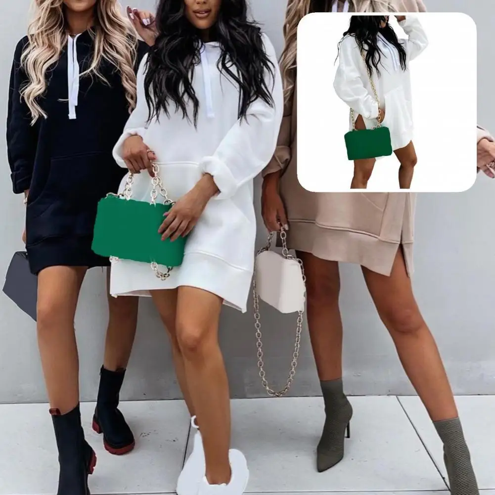 

Autumn Winter Stylish Hooded Side Split Sweatshirt Hoodie Women Hoodie Loose for Daily Wear