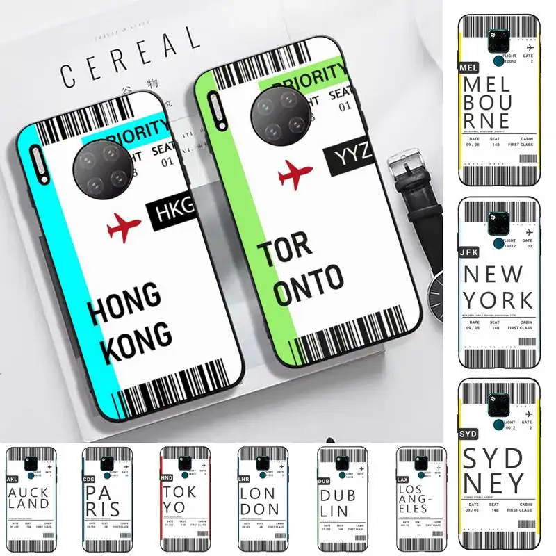 

Dubai Singapore World City travel ticket label Phone Case for Huawei Mate 20 10 9 40 30 lite pro X Nova 2 3i 7se