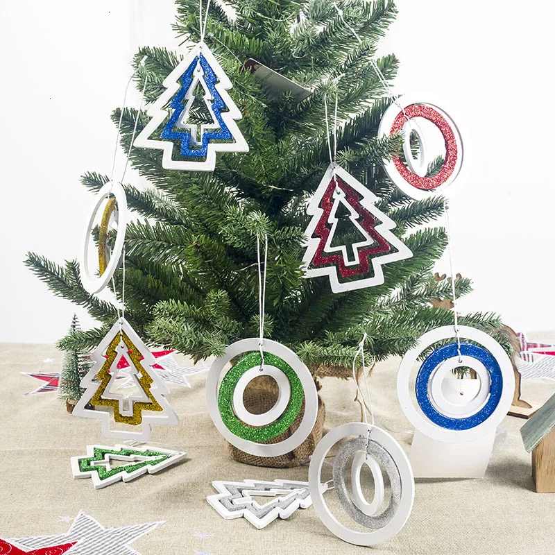 1 шт Новогодние подвески из натурального дерева рождественские украшения для