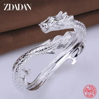 zdadan 925 sterling silver white dragon open cuff braceletbangles for women fashion jewelry wedding gifts