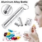Портативный мини-брелок для таблеток, алюминиевый контейнер, водонепроницаемый дорожный держатель для лекарств, чехол для ключей из сплава, чехол для таблеток, держатель