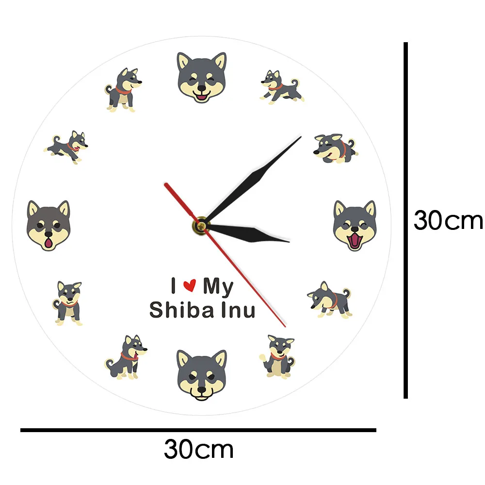 Современные настенные часы I Love My shaba Inu японский маленький размер для собаки