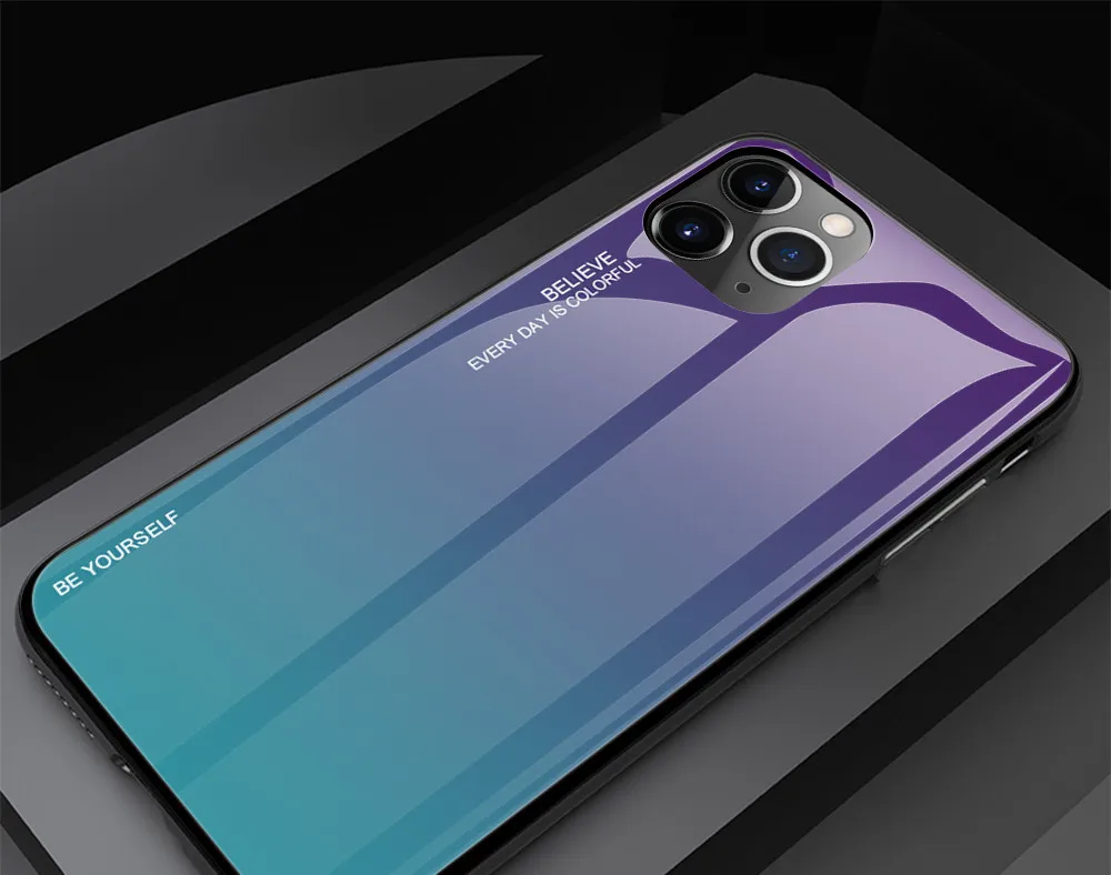 Градиентный чехол для телефона из закаленного стекла для Apple iPhone 11 Pro Max X XS XR 8 7 Plus 6 6S силиконовый мягкий край бампер 1000 шт
