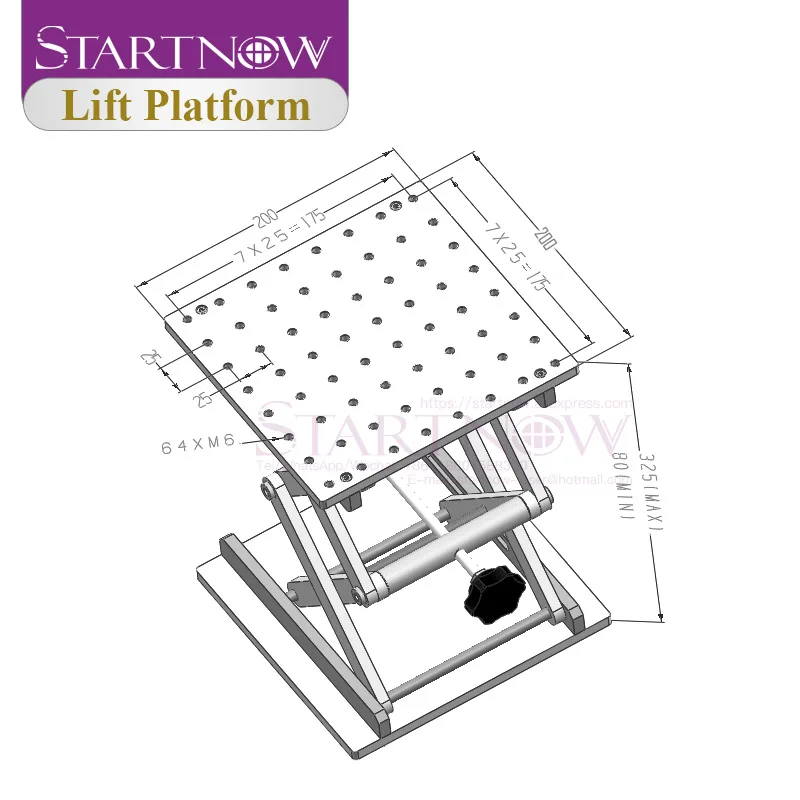 Startnow Lift Platform 200x200mm One Dimensional Stainless Steel Adjustable Manual Lifting Table For Laser Marking Machine enlarge