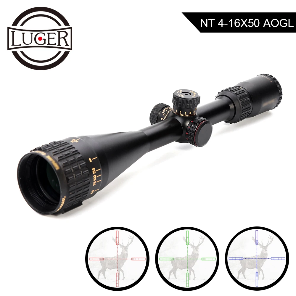 LUGER 4-16X50 AOGL Hunting Scope Tactical Optical Sight Riflescope RGB Illuminated Reticle Glass Etched Rifle Air Gun | Спорт и