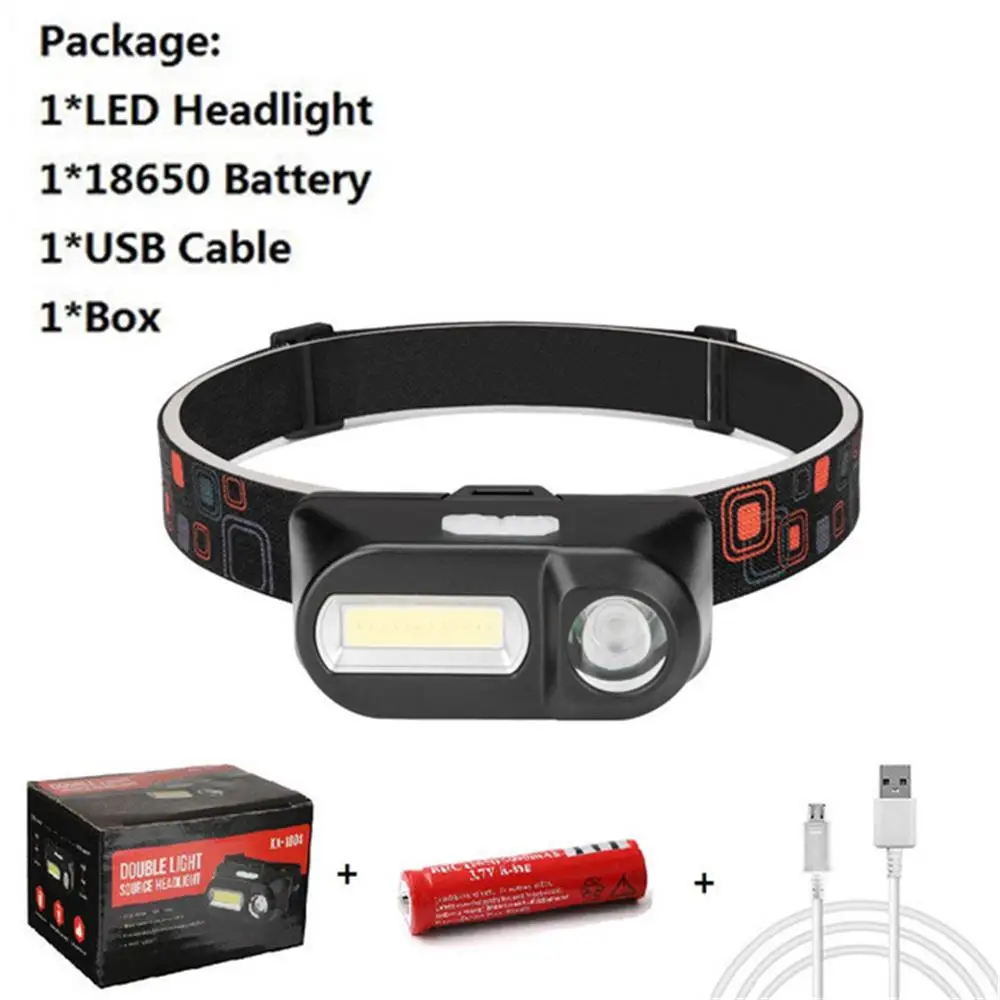 With Battery Box Светодиодный налобный фонарь наружный портативный налобный фонарь Usb Перезаряжаемый 6 режимов супер яркий 18650 Кемпинг ночная рыбалка аварийные огни - Испускаемый цвет: With Battery Box