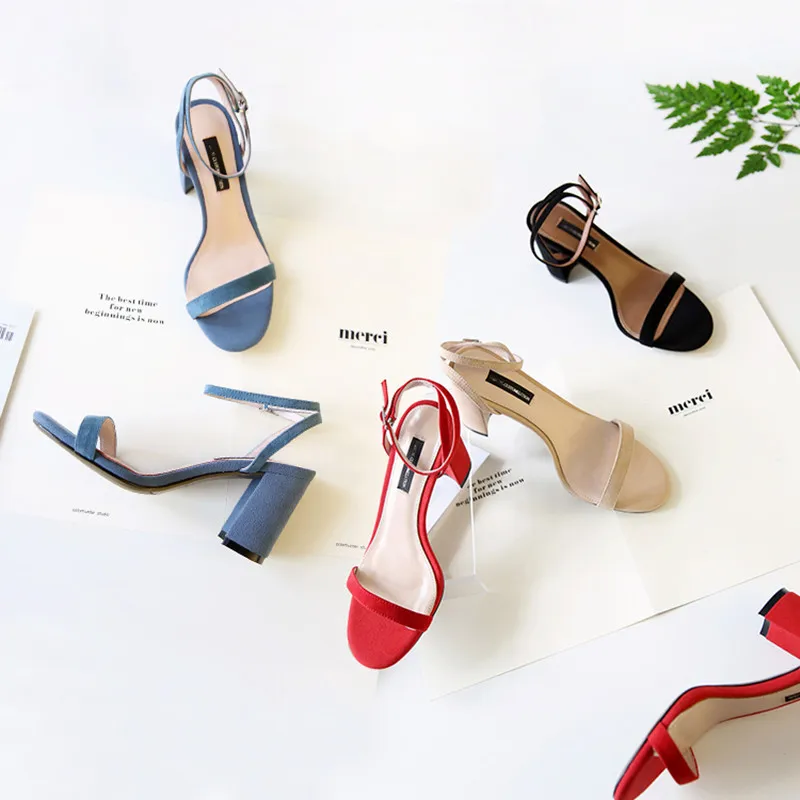 Женские вечерние босоножки из искусственной замши черные на тонком высоком