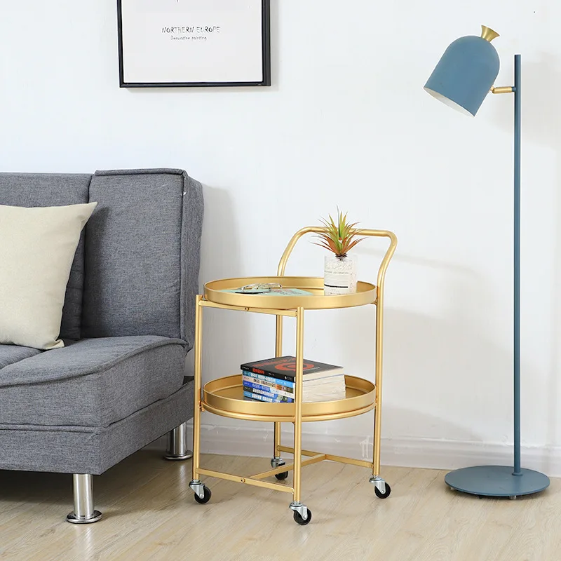 Железный двухслойный Кофейный Столик Прикроватный для гостиной спальни