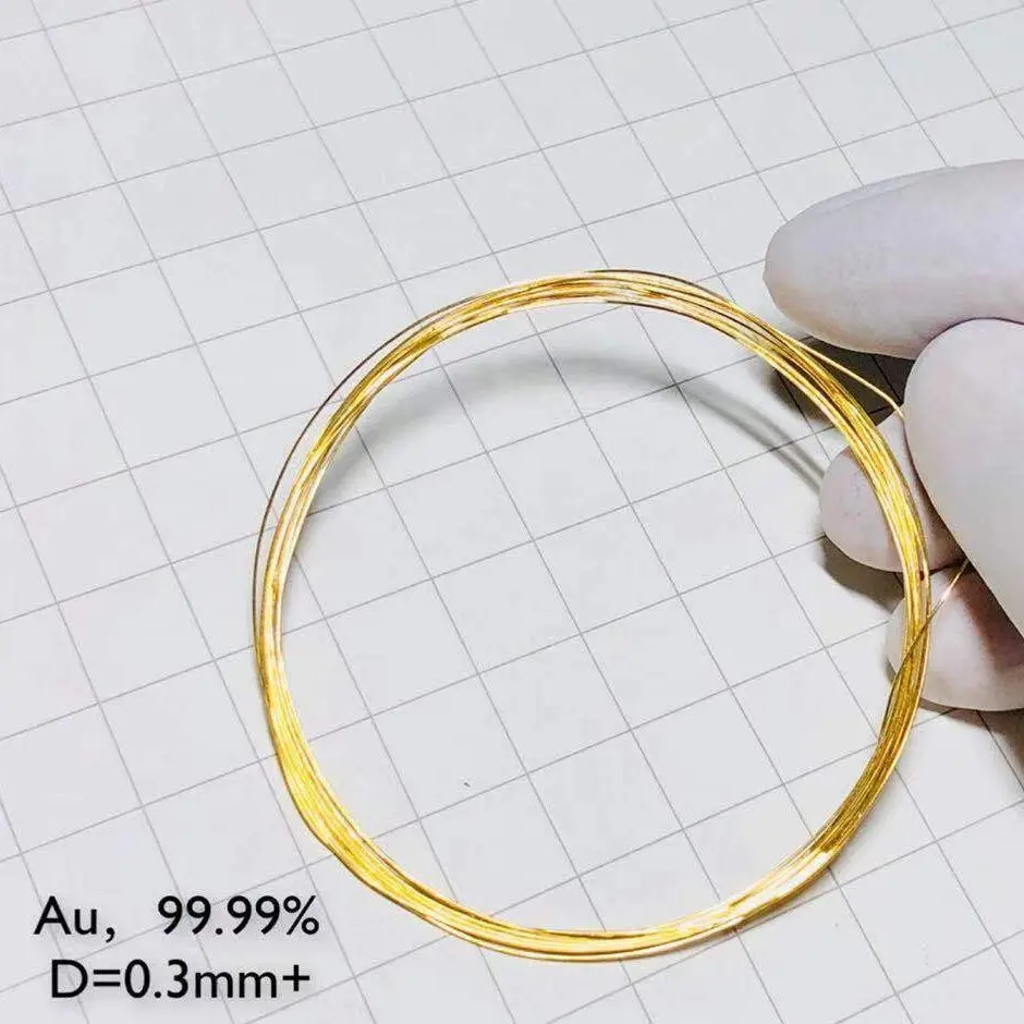 D 0.3mm L 1cm Образец золотой проволоки Au D 0,3 мм/0,5 мм/0,8 мм/1,0 мм L 1 см 99.99% чистая Таблица - Цвет: D 0.3mm L 1cm