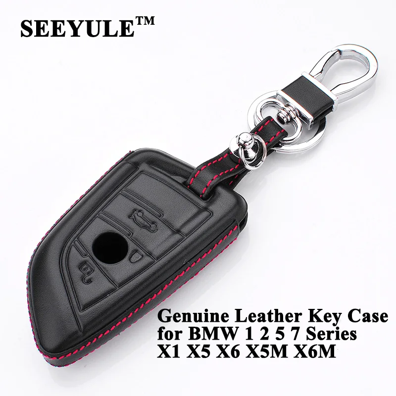

1 шт. SEEYULE натуральная кожаный чехол для автомобильных ключей, чехол для ключей в виде ракушки сумка протектор Аксессуары для BMW 1 2 5 7 серии X1 X5...