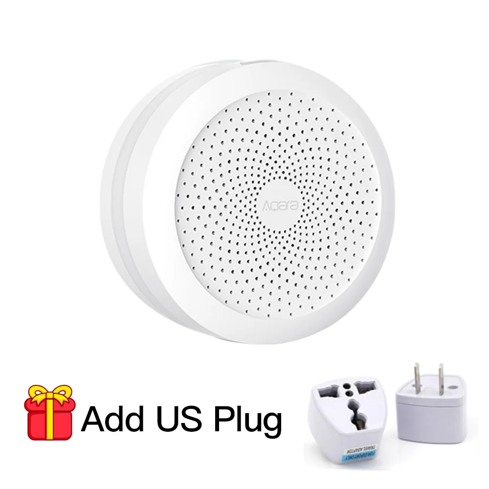 Aqara шлюз Aqara концентратор mi шлюз приложение управление Wi-Fi Zigbee с RGB светодиодный светильник для Apple Homekit Xiao mi умный дом - Цвет: Gift US plug