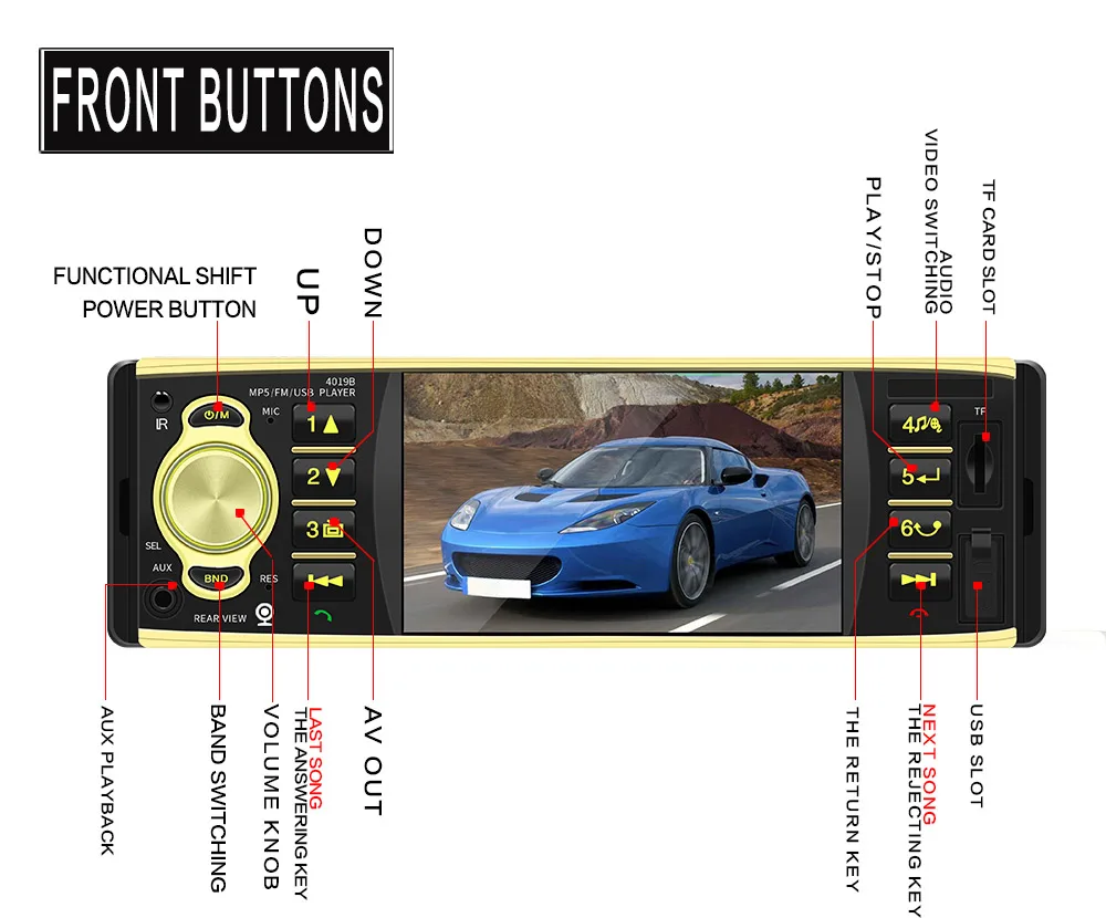 Автомобильный радиоприемник MP5 плеер 1DIN с 4 &quotэкраном Bluetooth FM AUX USB TF U