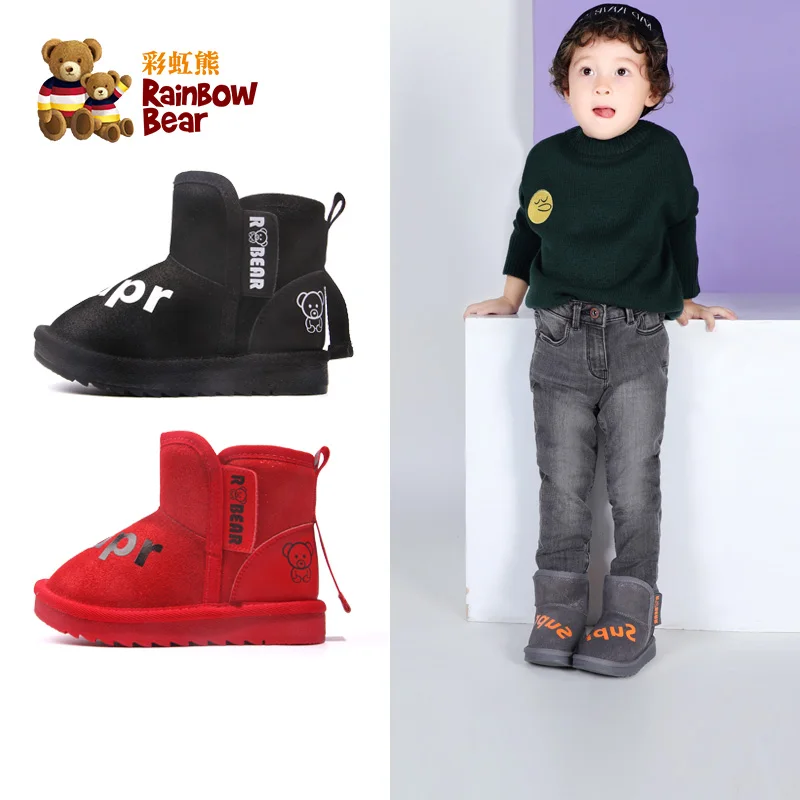 2019 новая зимняя обувь для детей модные плюшевые теплые зимние ботинки мальчиков #