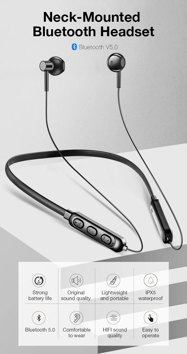 KUSDO Bluetooth наушники беспроводные наушники спортивные наушники Шейная стерео bluetooth-гарнитура с микрофоном для xiaomi