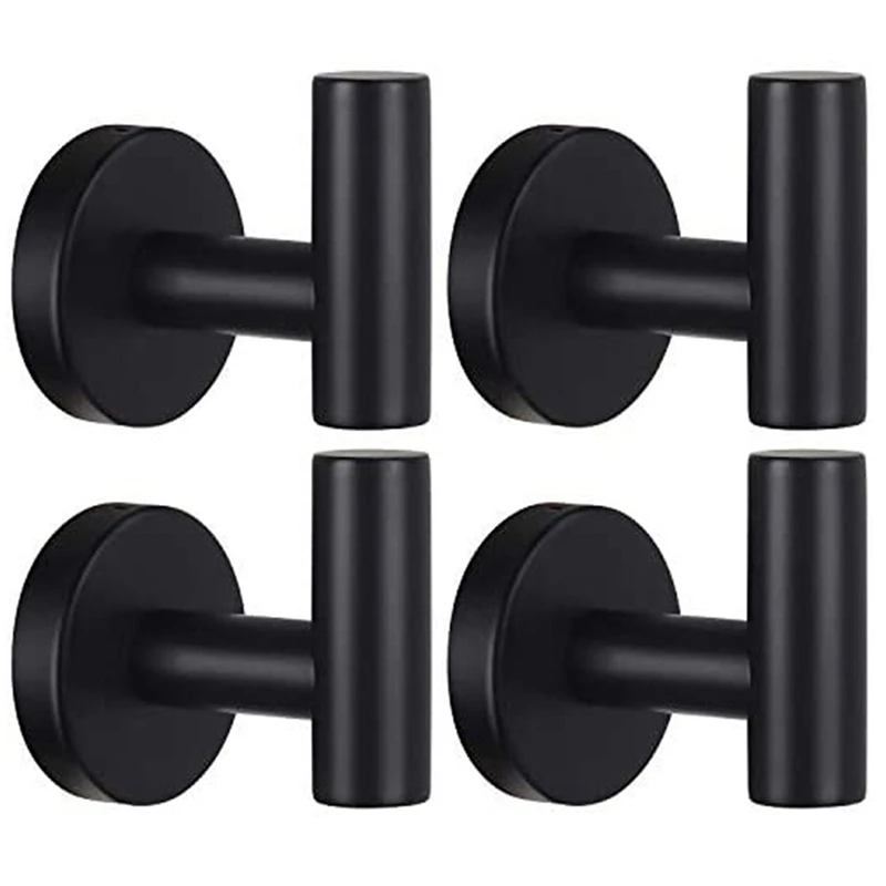 

Bathroom Hook Wall Towel Hook 6 Pieces Black Coat Hook for Bathroom Kitchen Garage Home Hotel Office Cabinet