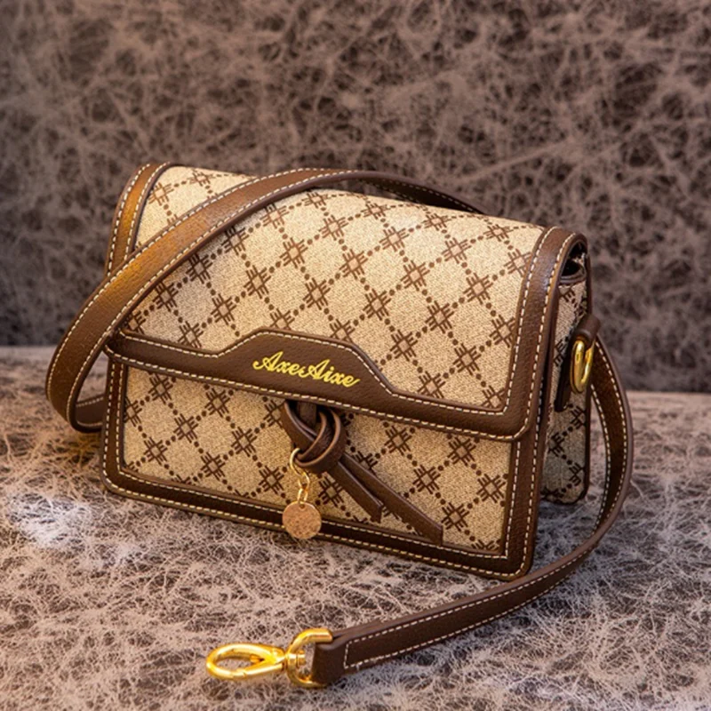 

Flaps for Women Luxury Brand Women Handbags Genuine Leather Vintage Plaid One Shoulder Bags Ladies Famous Handbags Monogram Cc