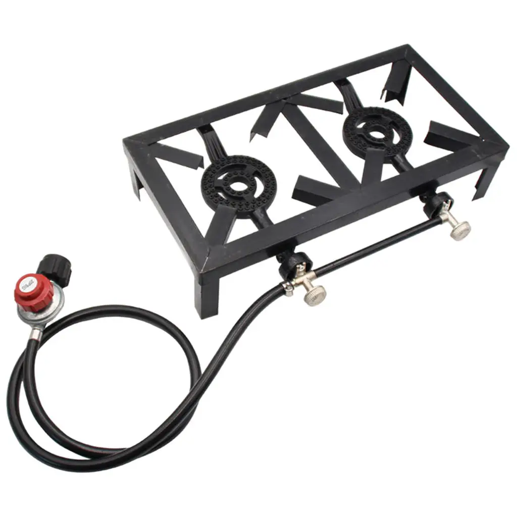 

Portable Outdoor Propane Gas Stove Double-Burner Two Burner Cooker for Camping Patio BBQ Fishing Cookware Gas Stove Tool