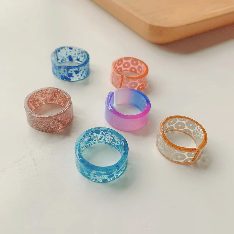 

Fashion Ins Style 2021 Korean New Adjustable Rings for Women Acrylic Resin Acetate Open Rings Girl Birthday Party Jewelry Gift