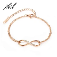 jhsl female women bracelets bangles with charm classic design fashion jewelry rose gold silver color stainless steel
