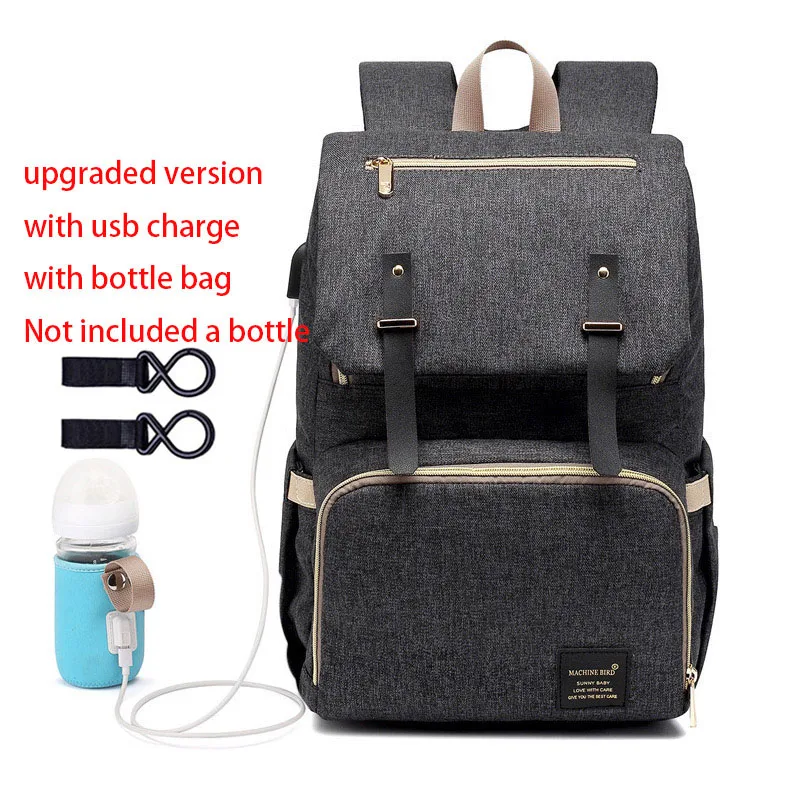 USB Black Сумка для подгузников, рюкзак для мамы,, USB, уход за ребенком, сумки для подгузников для кормления, модный дорожный рюкзак для подгузников для коляски, комплект - Цвет: USB Black