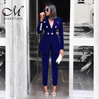 Maketina, летние комплекты для женщин, новинка 2019, темно-синий, v-образный вырез, длинный рукав, сексуальный комплект из 2 предметов, наряды, высокое качество, комплект из двух предметов, костюм