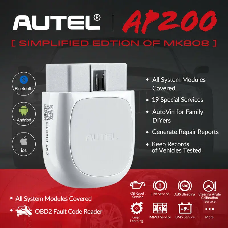 Autel AP200 Bluetooth OBD2 сканер OBD2 Bluetooth адаптер автоматический считыватель кодов полная система диагностический инструмент AutoVIN PK MaxiCOM MK808