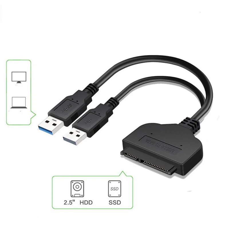 Кабель адаптер Bkscy с USB 2 0 на 7 + 15 22Pin SATA 3 конвертер для 5 дюймового жесткого диска HDD
