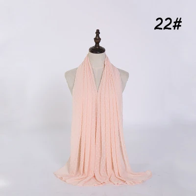 Color 22 10 шт./лот жаккардовая Роскошная простая шифоновая шаль шарф дизайн хиджаб обертывание палантин мусульманский Sjaal 175*75 см - Цвет: Color 22