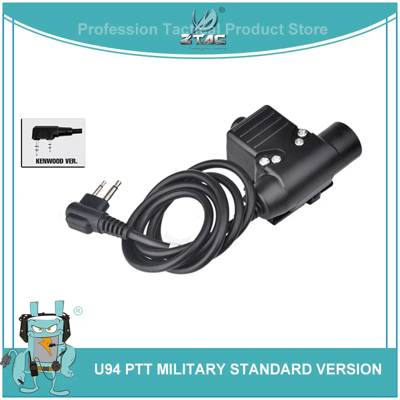 Ztac Tactical U94 PTT Kenwod Midland Plug Softair Военная гарнитура PTT U94 страйкбол кнопка для разговора авиационные аксессуары Z113