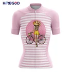 HIRBGOD 2021, Модная стильная одежда для велоспорта, Женская короткая рубашка, топ, розовая велосипедная одежда, Джерси в полоску для езды на велосипеде, TYZ743-01