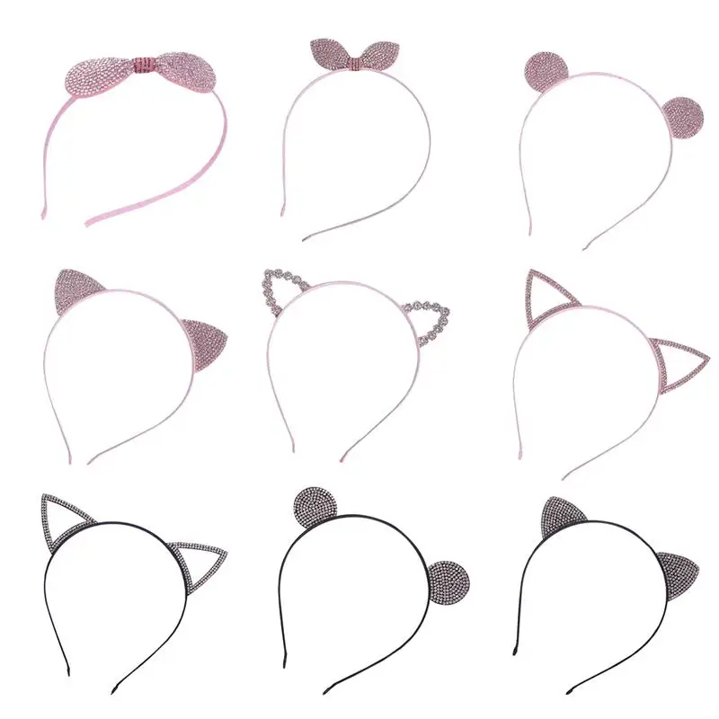 

9PCS Womens Hair Hoop Fashion Cute Rhinestone Decor Hair Band Party Headband