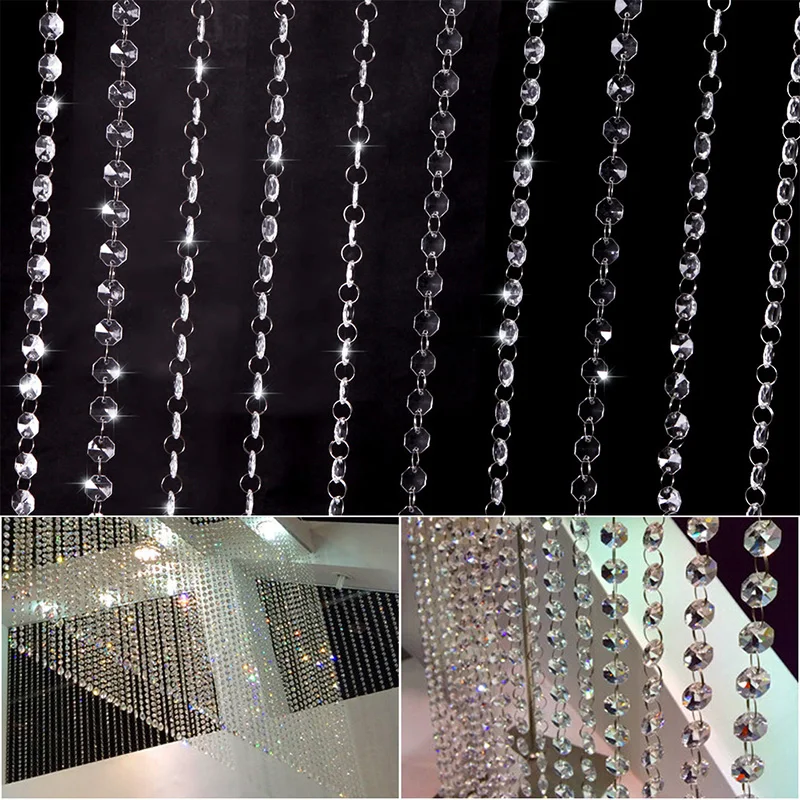 33ft/10 м Свадебные DIY Декор Алмаз Акриловые Кристалл бусины занавес нить гирлянды