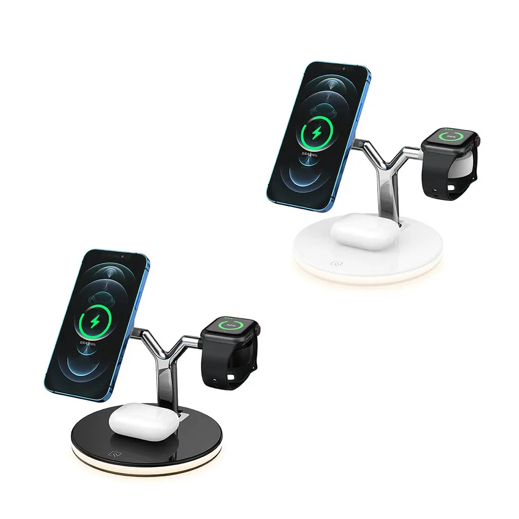 

3 in 1 Magnetic Wireless Charger 15W Fast Charging Station for Magsafe iPhone 12 pro Max Chargers for Apple Watch Airpods pro