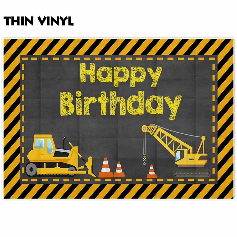 Фон Allenjoy с темой строительвечерние в честь Дня Рождения кран экскаватор стена